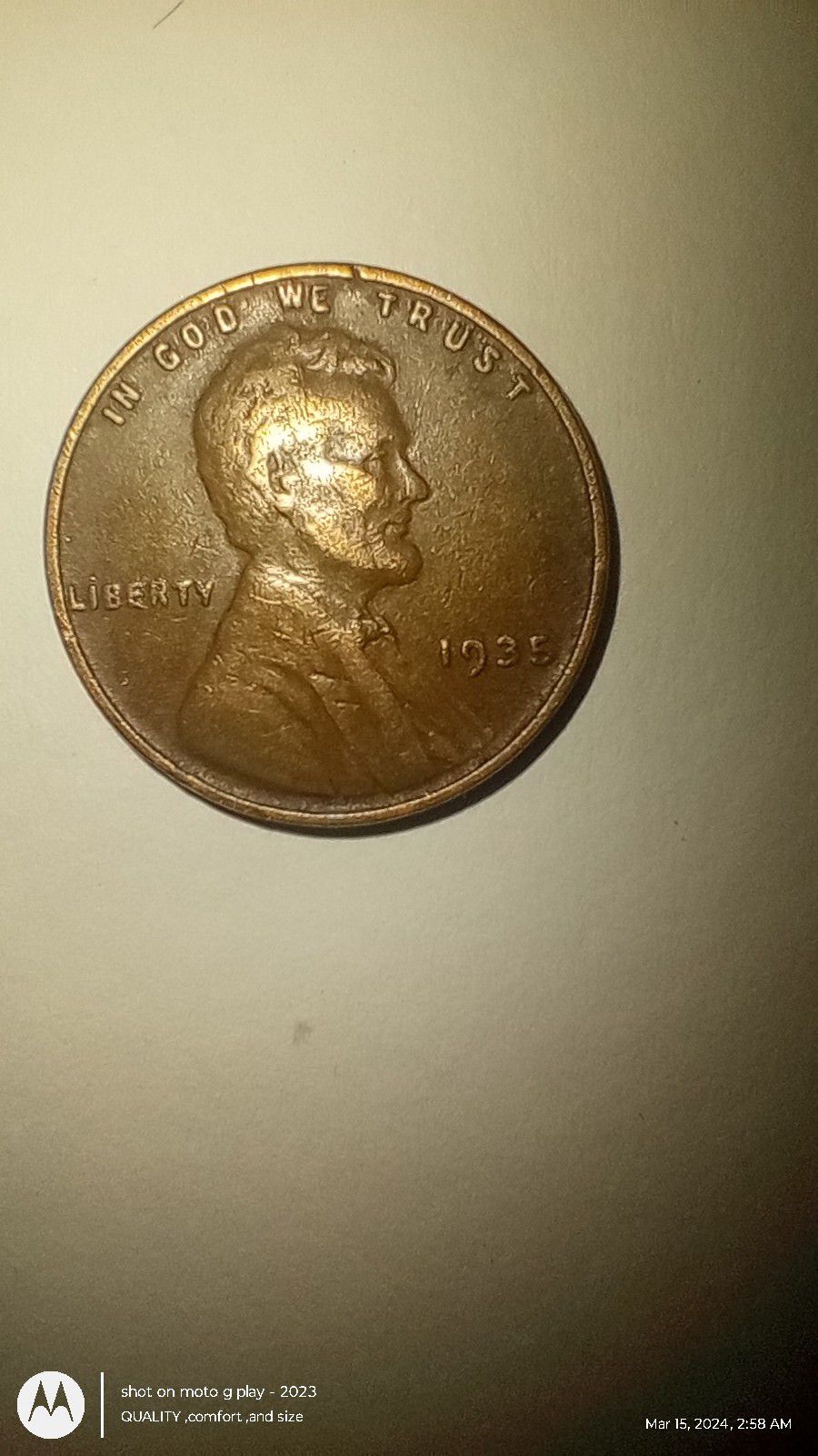 1935 Wheat Penny No Mint Mark