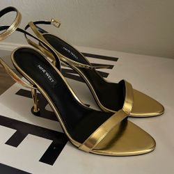 Gold Nine West Heels Size 8