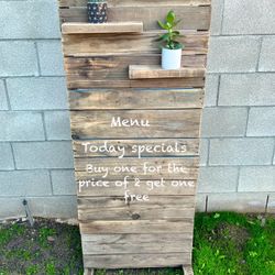 Rustic Reclaimed Wood Menu Sign
