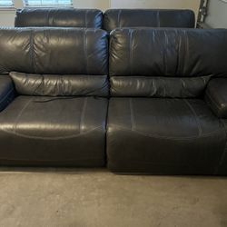 Grey Leather Reclining Couches 
