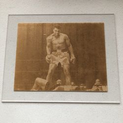 Muhammad Ali Brown Paper Art On Plexiglass - 10” X 7”