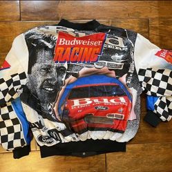 Bill Elliott #11 Budweiser Racing Windbreaker Jacket Mens Size X Large NASCAR