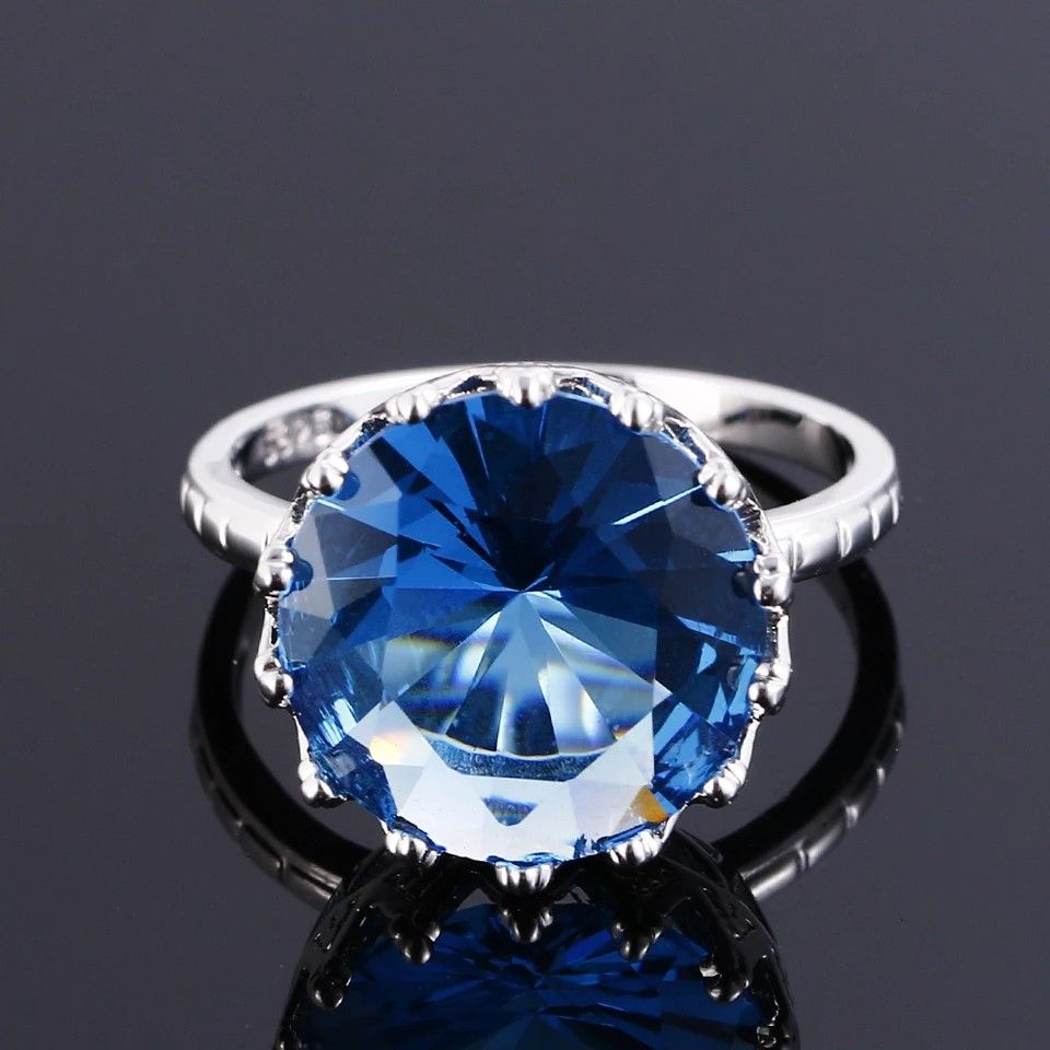 Top Quality Created Blue Sapphire Rings For Women Silver 925 Sterling Jewelry Ring Wedding Engagement Party Gift Size 6 7 8 9 10