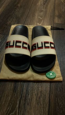 White Gucci slides
