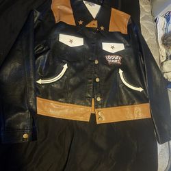 Vintage VTG Looney Tunes Yosemite Sam "Back Off" Leather Jacket Size XL/14 