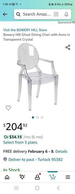 Ghost Dining Chair with Arms in Transparent Crystal