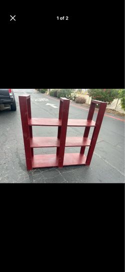 Red Wooden Bookshelf Set of 2