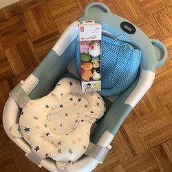 Baby Bathtub With Cushion & Bath Toys!