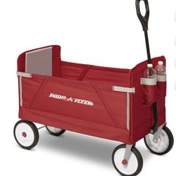 3-in-1 EZ Fold Wagon, Radio Flyer Collapsible Utility Cart for Kids & Cargo, 18 Months and Up, Red