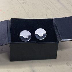 Cuff links, Silver Plate Stainless Steel With Onyx