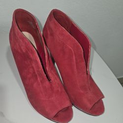 Nine West Red Peep Toe Stiletto Bootie Heels Women's Size 7.5M