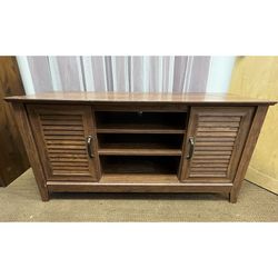 TV stand with louvered doors. Media table. Entertainment center. Media stand  