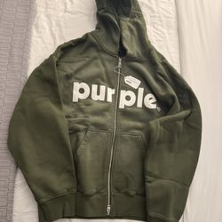 Purple Brand Dark Green Full Zip Hoodie 