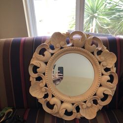 Hand Carved Wood Mirror