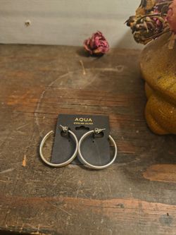 Aqua Sterling Silver Hoop Earrings