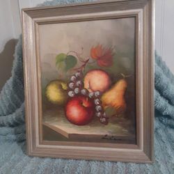 Beautiful Signed Oil on Board Still life Painting Measures 11"×13"