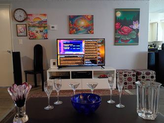 TV stand & stereo & 2 storage drawers, white lacquer