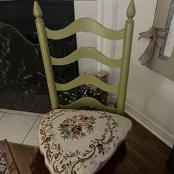 Ladderback Chair Bright Green With Vintage Pillow ( If You Want)