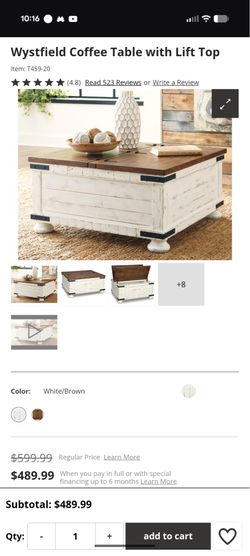 Wystfield Coffee Table with Lift Top By Ashley furniture