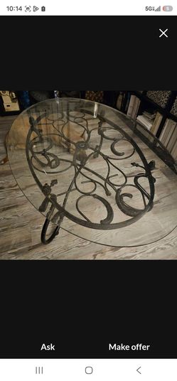 Rustic wrought iron and glass coffee table set