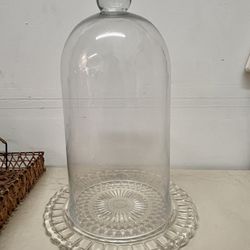 Vintage Glass Display Cloche Dome 16” Height 