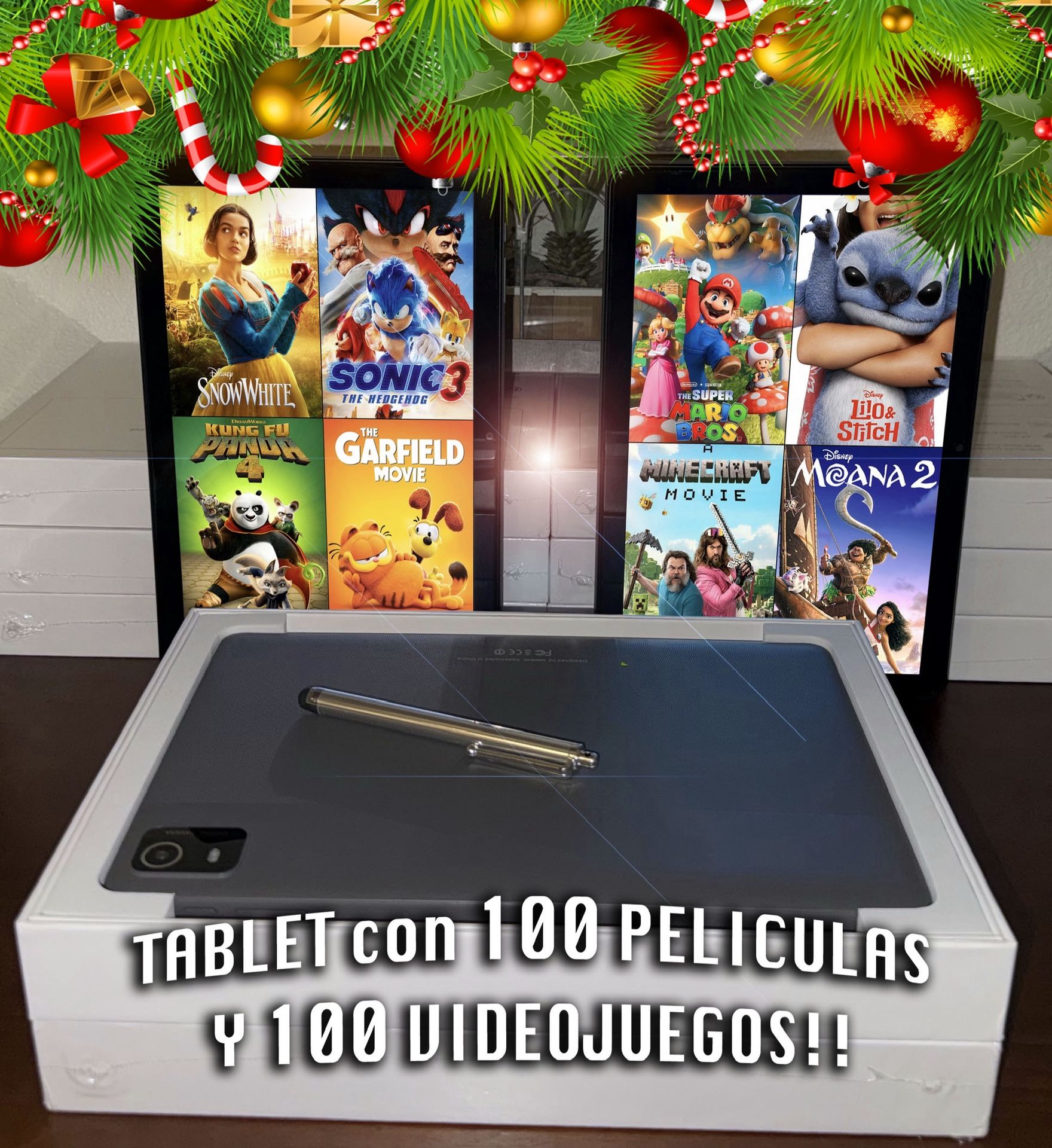 🎄TABLET DE NIÑOS 10.1 PULGADAS CON 100PELICULAS NUEVAS Y 100JUEGOS NO NECESITA INTERNET 256GB!🎄