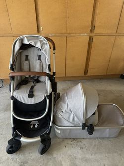 Mompush Ultimate 2 Stroller + Bassinet – Gray/Silver – Excellent Condition