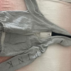 Pink Zip Up Fuzzy Hoodie Small