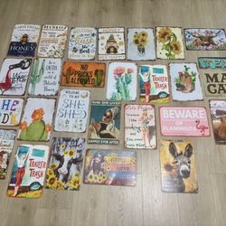 New  27 Pc Metal Wall Decor Signs Set 