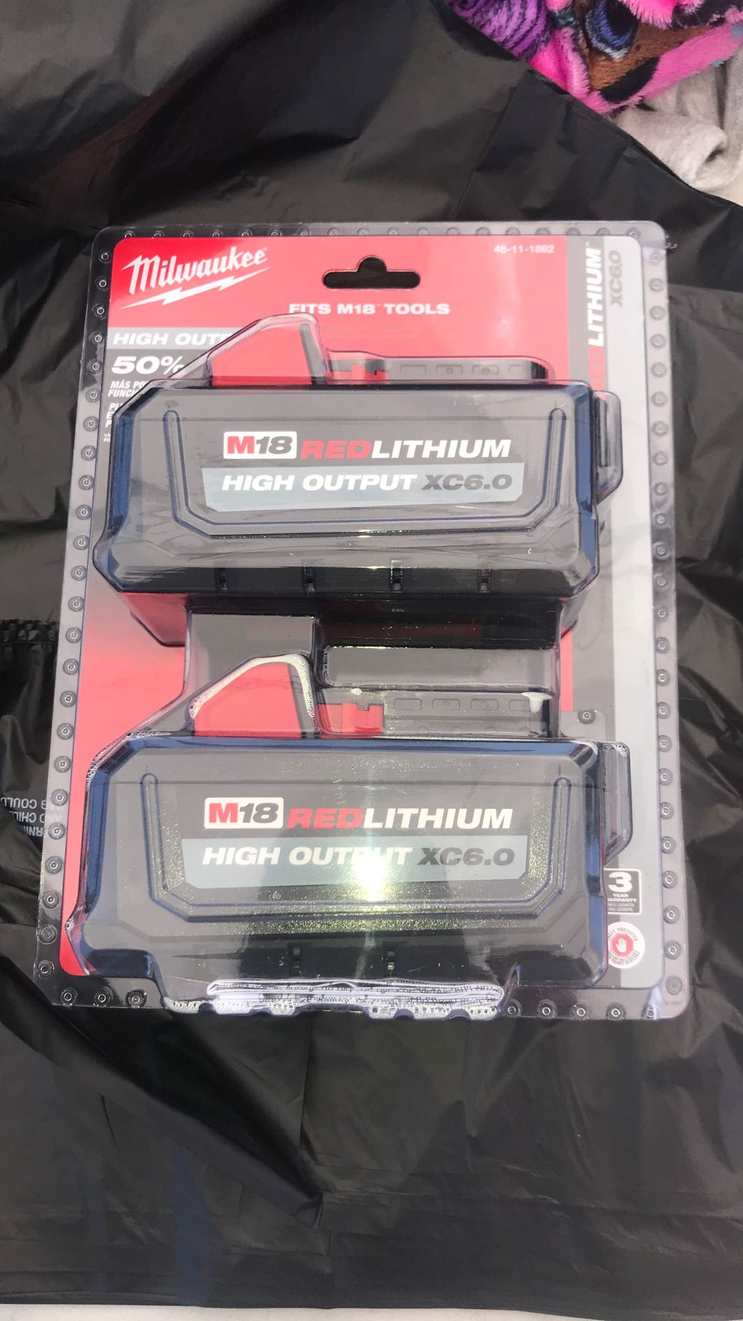 Milwaukee #(contact info removed)2 Batteries M18 Red Lithium XC6.0