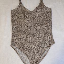 Gaze Bodysuit Womens Large Cheetah Tan Black One Piece Sleeveless Elastic strap