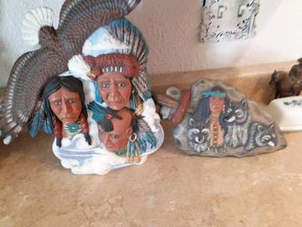 Native American Figurine Sculpture Set of 2
