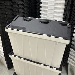Clasp Heavy Duty Plastic Stackable Bin Organzier Container 12 Gallon Box