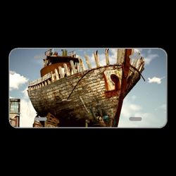 License Plate Novelty Car Front Derelict Boat Abandoned Damaged