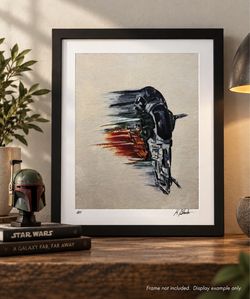 Star Wars Boba Fett's Slave 1 Ship | Original Art Print 8X10 |Signed & Numbered