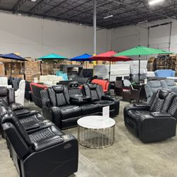 Premium Power Recliner Couch, loveseat And chair 3Pcs Living room Set With Bluetooth Speaker And LED Light
