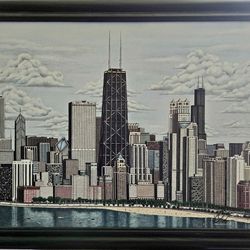 Chicago skyline painting