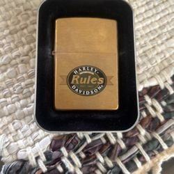Harley Davidson Zippo Lighter, Brass HD Rules
