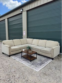 Ashley Furniture Beige L-Shaped Sectional Sofa