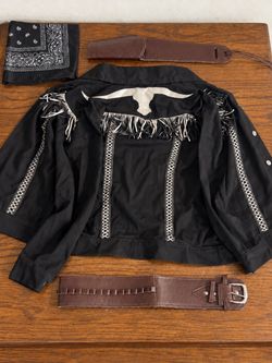 Black Western Fringe Jacket with Longhorn Back