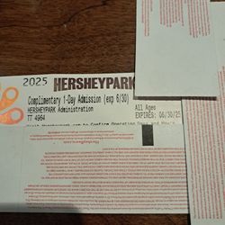 Hershey Park Expires 6-30 50.00 Each