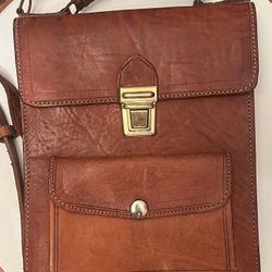 Brown Leather Messenger Shoulder Bag