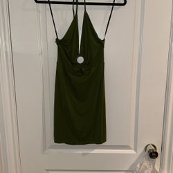 Green Mini Dress Tie Back 