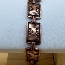 Solid Copper Native Eagle Bird Panel Links Bracelet 7 1/2” Great Condition 