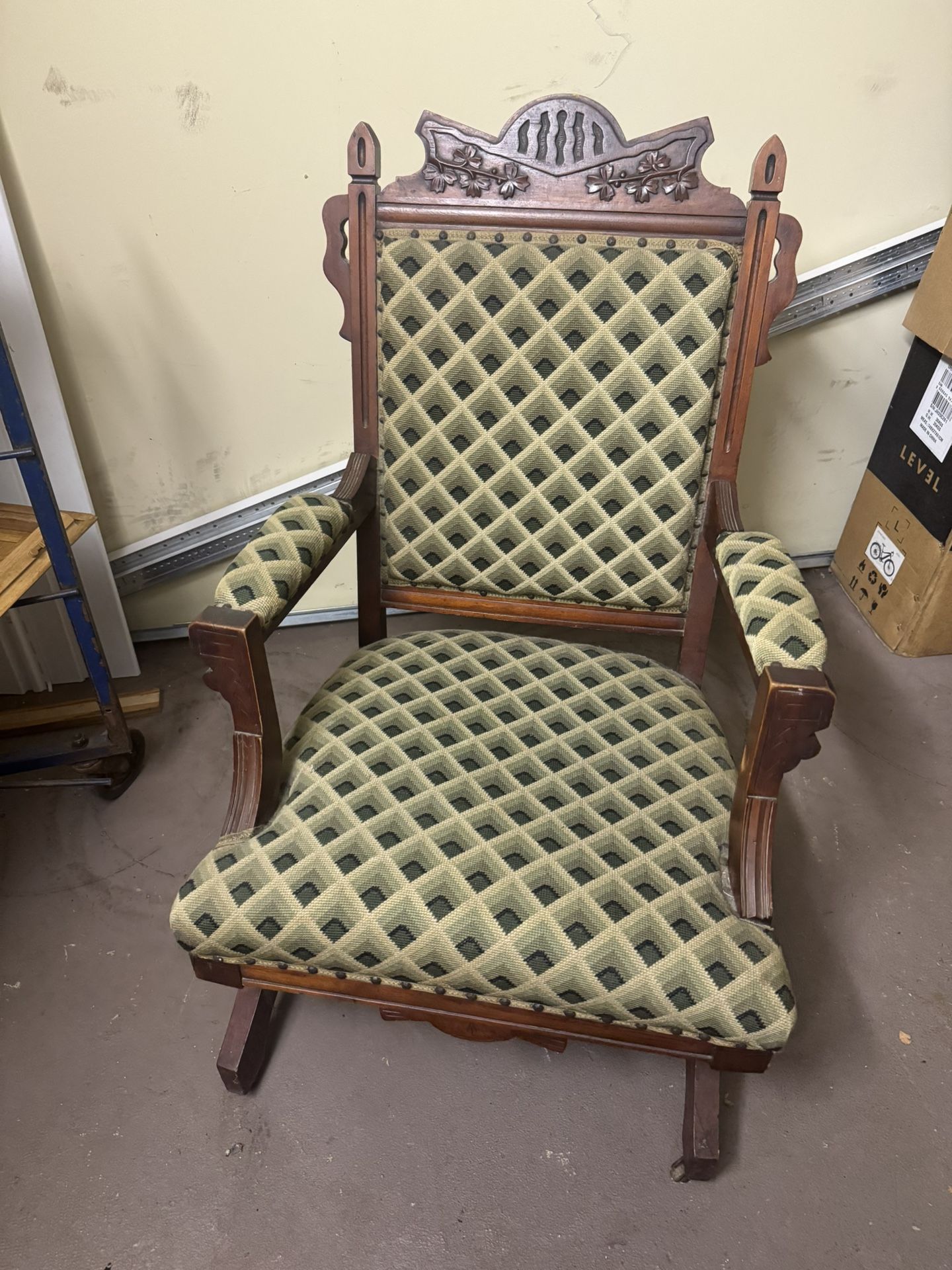 Wooden Eastlake Upholstered Rocking Chair