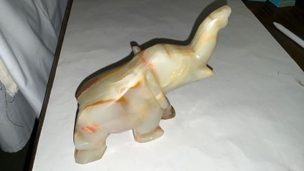 Vintage Onyx Elephant Shape Statue