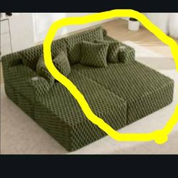 74.8 INCH FAUX FUR UPHOLSTERED OLIVE GREEN SOFA