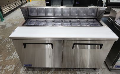 🍳MUST-HAVE! Polarman PLM-S60KS 61 1/4" Salad Sandwich Prep Table Mega Top Double Door