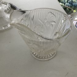 Iris Herringbone Depression Glass Creamer