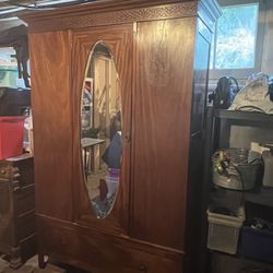 Antique Armoire With Shelves 